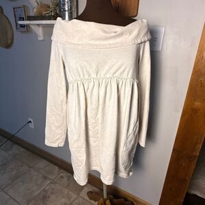 Saturday Sunday Anthropologie off the shoulder cocoon cream dress size small poc